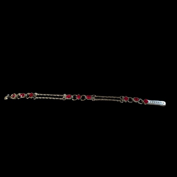 Vintage Givenchy Gunmetal Silver & Red Crystals Bracelet - Picture 2 of 4